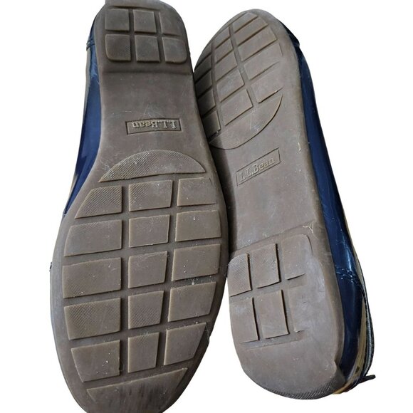 LL Bean Coastal Rain Low Duck Skimmers Womens Size 9M Navy Patent Blue, White Le - Picture 11 of 11